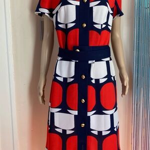 Vintage 70s R&K Originals Red White and Blue Mod Gogo Dress Size Small